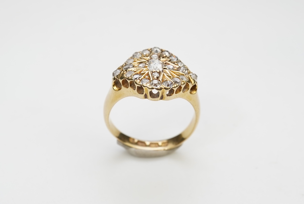 An unusual Victorian diamond signet ring, circa 1880